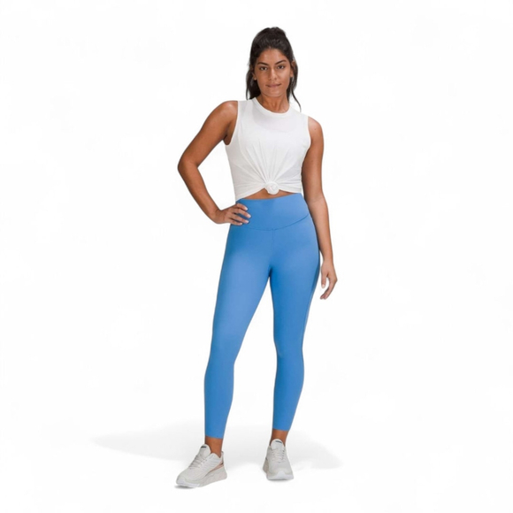 Lululemon Base Pace Brushed Nulux 25" Leggings Blue Nile Sz 4 - Picture 1 of 10